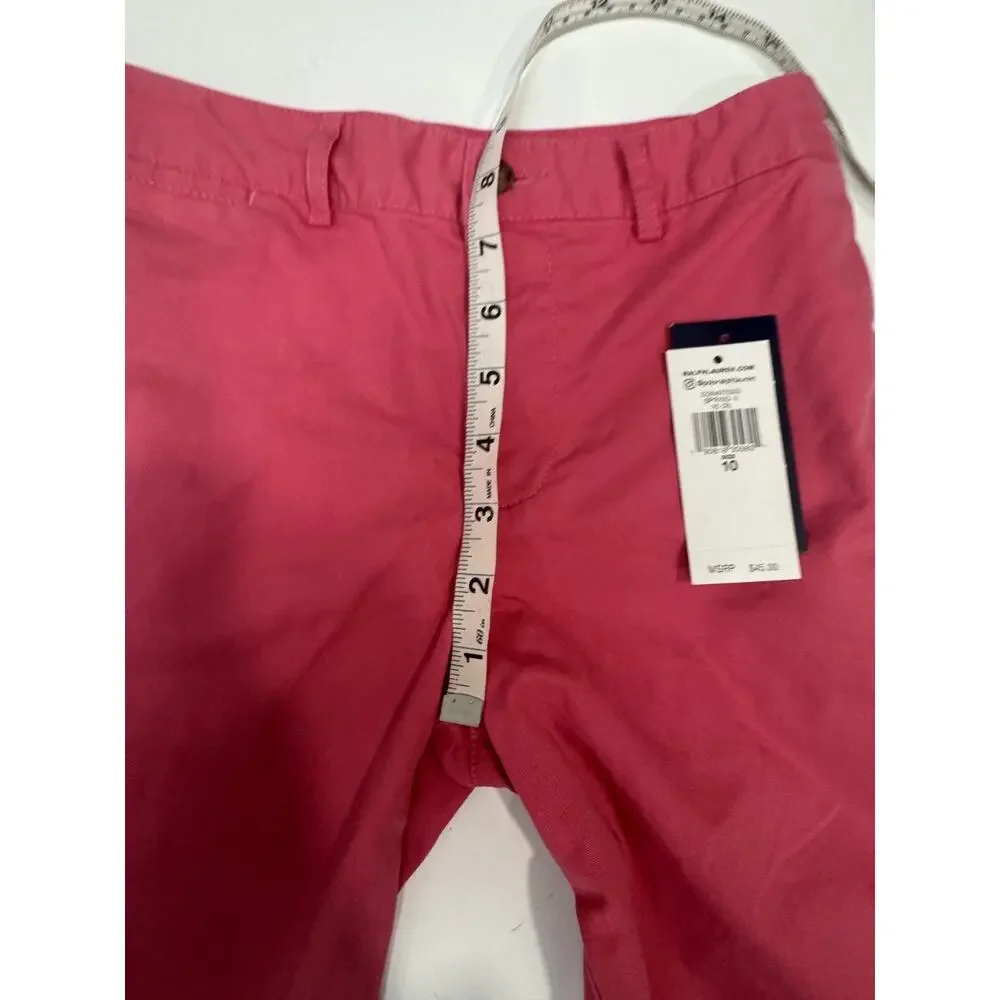 NWOT Polo Ralph Lauren Stretch Chino Shorts Pink Boys Size 10 Preppy Golf Luxury